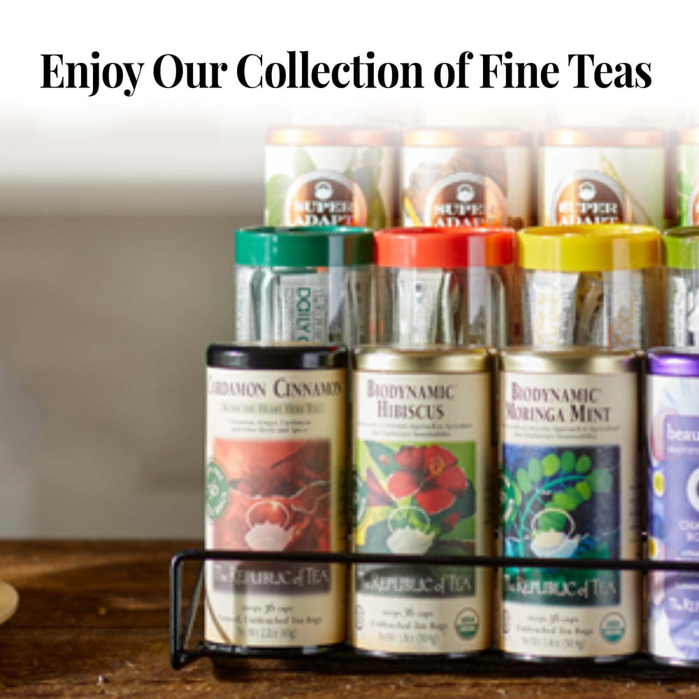 The Republic of Tea — primer plano de la etiqueta kosher, certificación visible y confianza