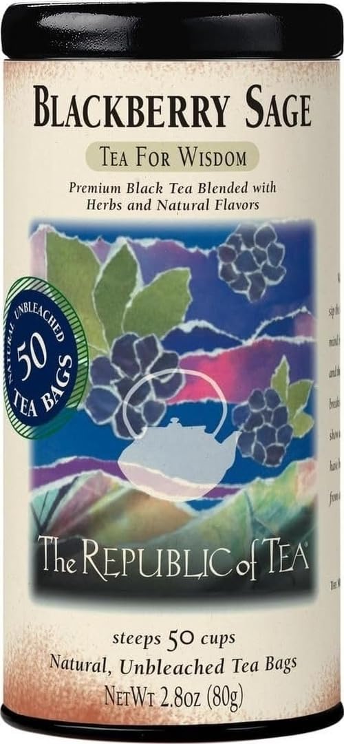 The Republic of Tea frente del paquete con 50 sobres, práctico para almacenar