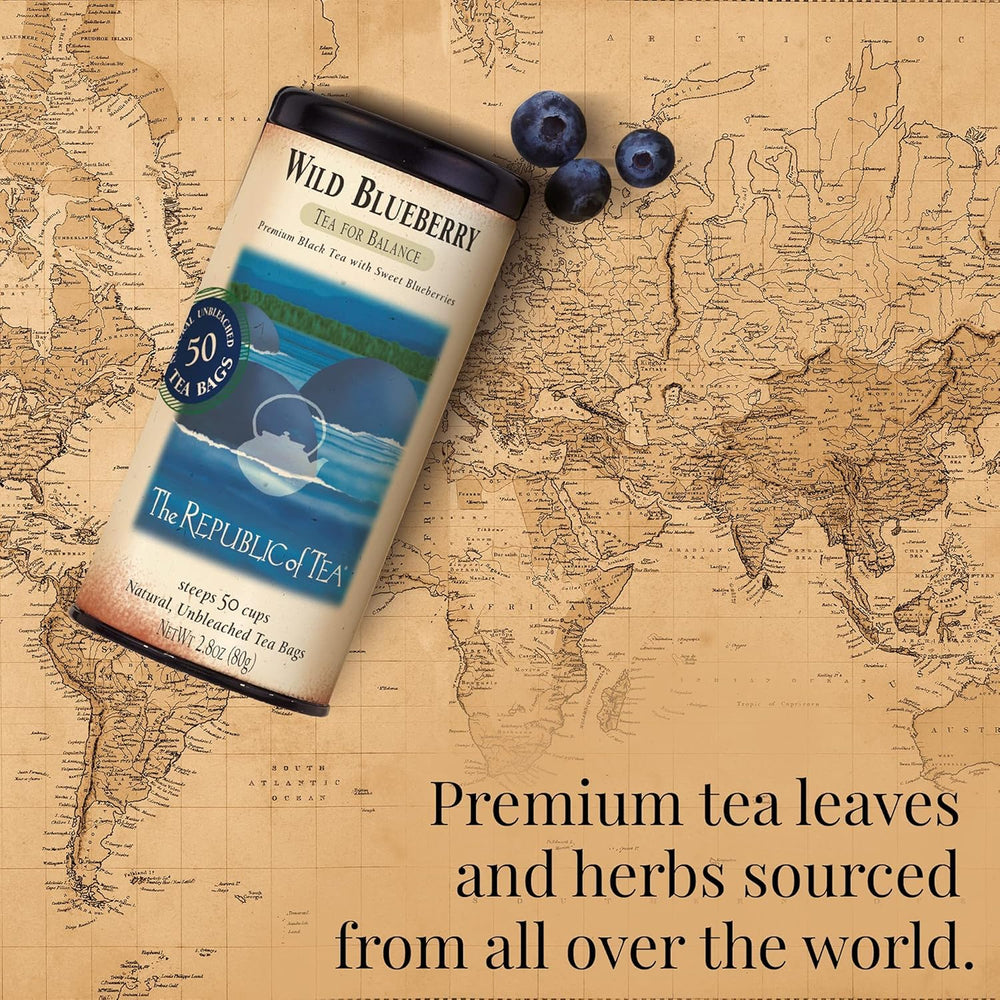 The Republic of Tea bolsita junto a mano muestra tamaño y porciones