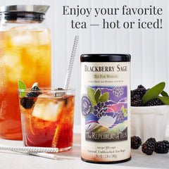 The Republic of Tea taza servida con infusión mora y salvia, bebida aromática
