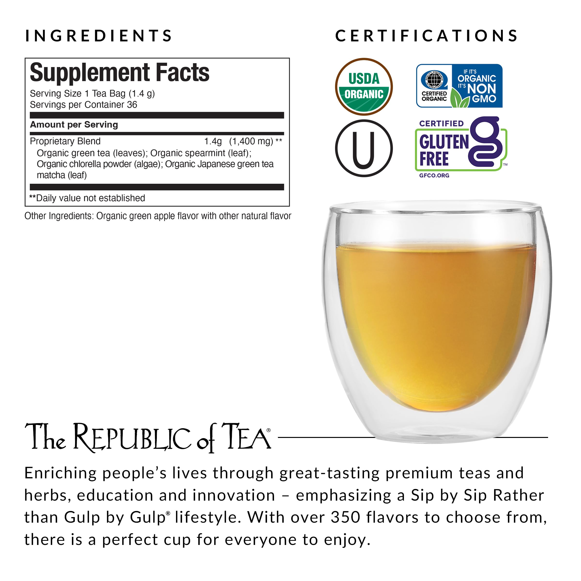 The Republic of Tea vaso con té frío y hielo ideal para hidratación refrescante