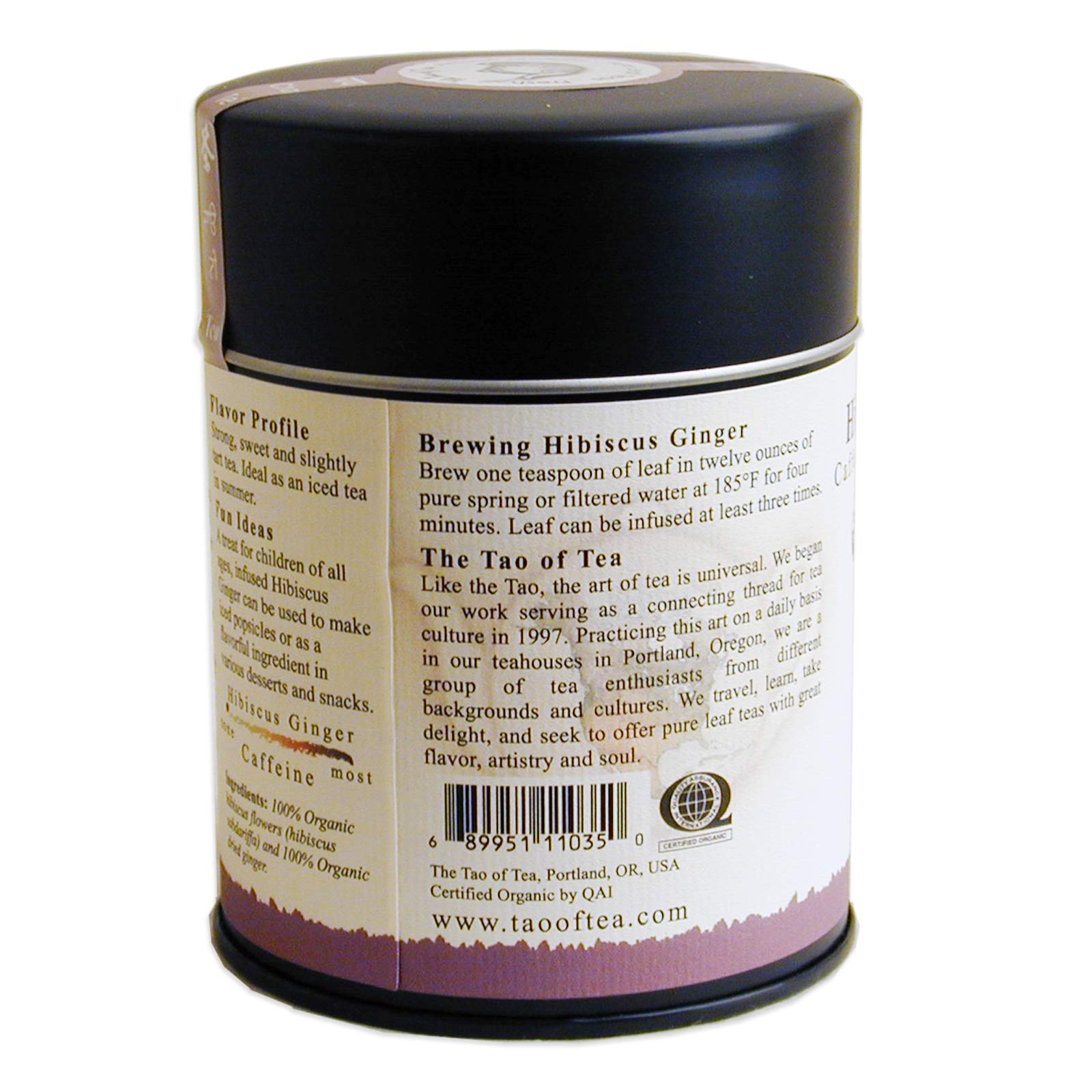 The Tao of Tea taza servida de hibiscus ginger, bebida vibrante y sin cafeína