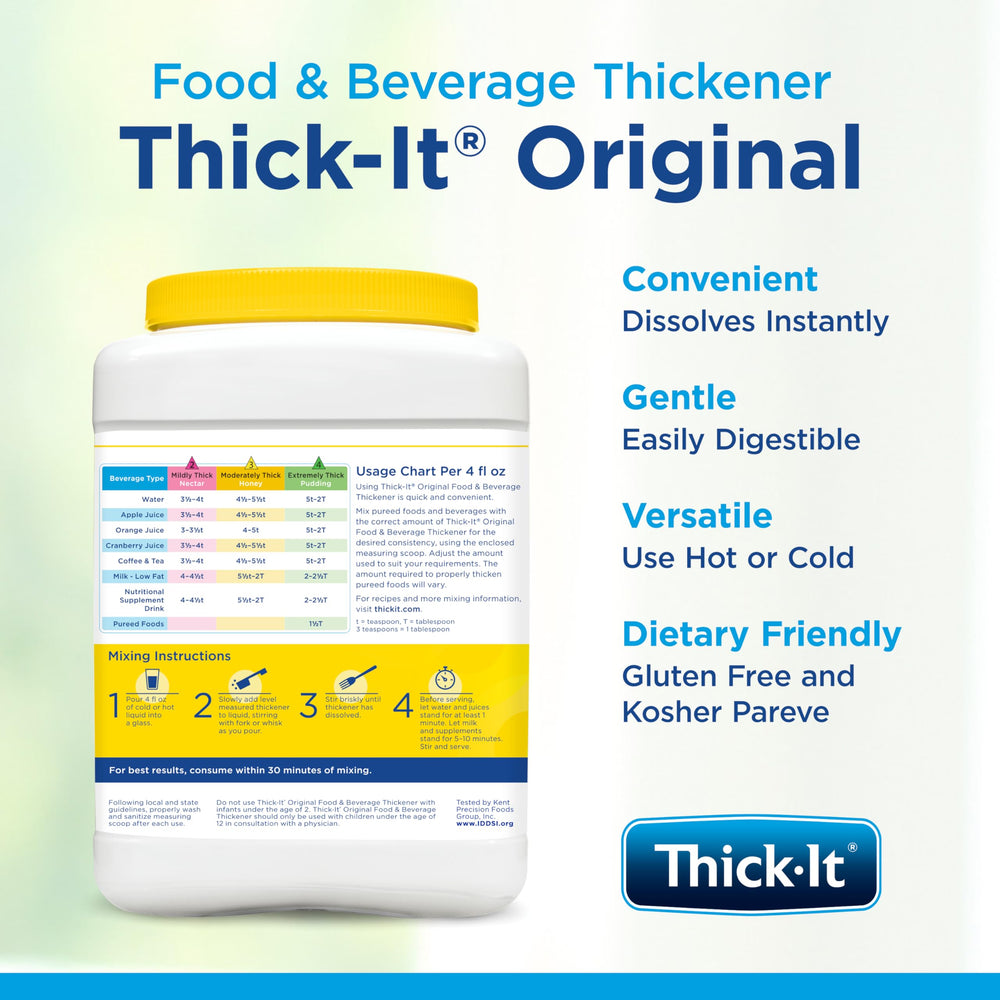 Thick-It en taza de café caliente demostrando espesor sin alterar sabor