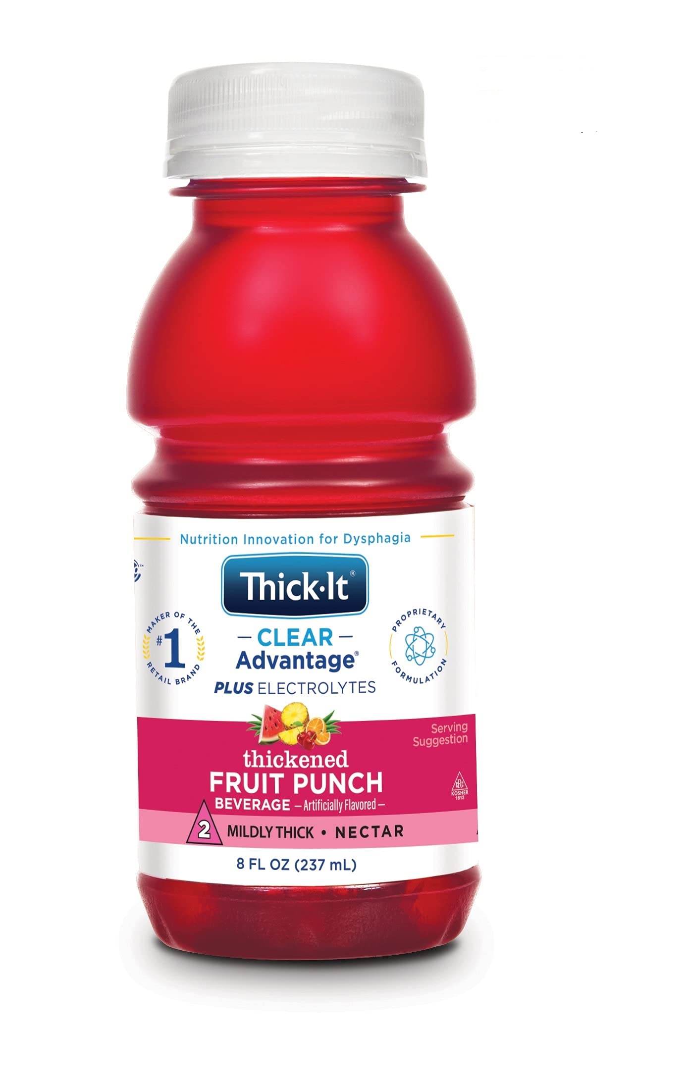 Thick-It botella frontal mostrando el sabor fruit punch y facilidad de uso