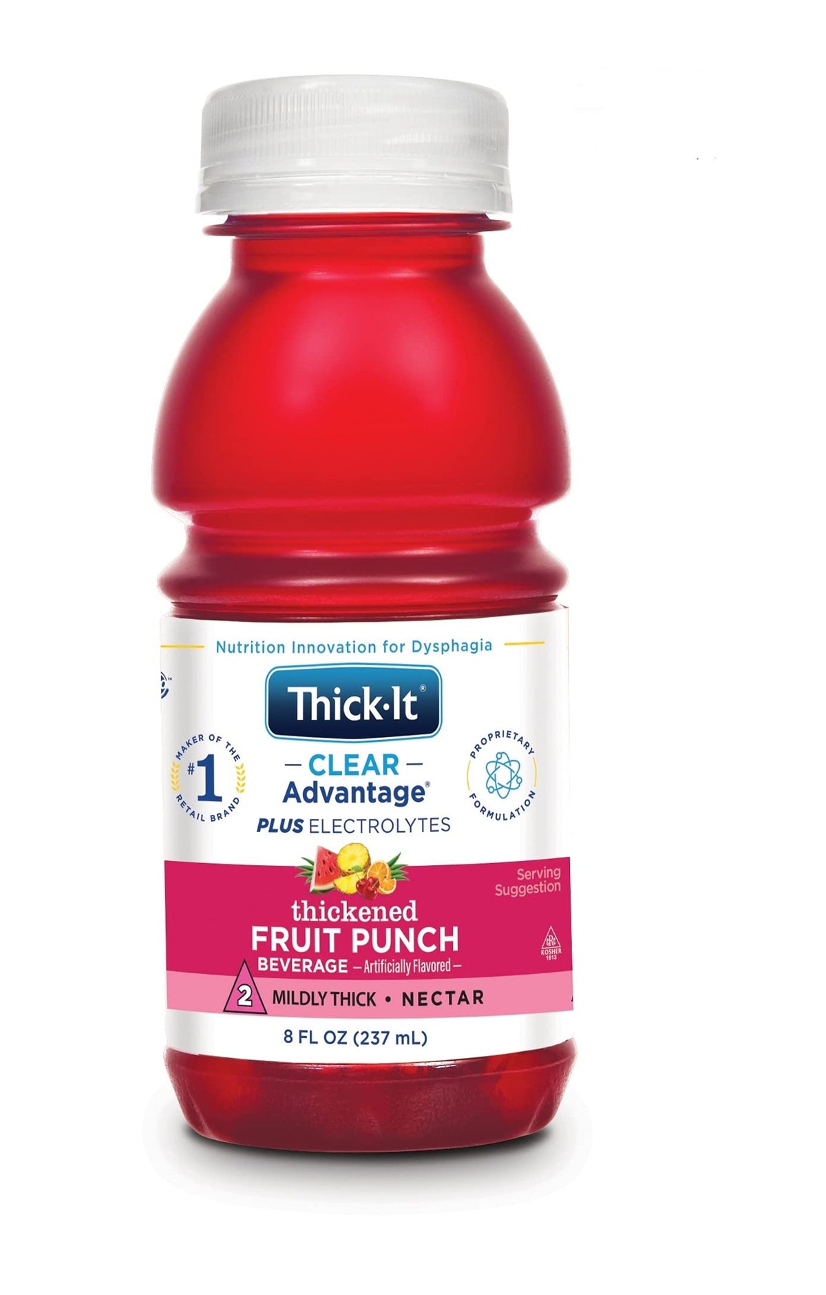 Thick-It botella frontal mostrando el sabor fruit punch y facilidad de uso