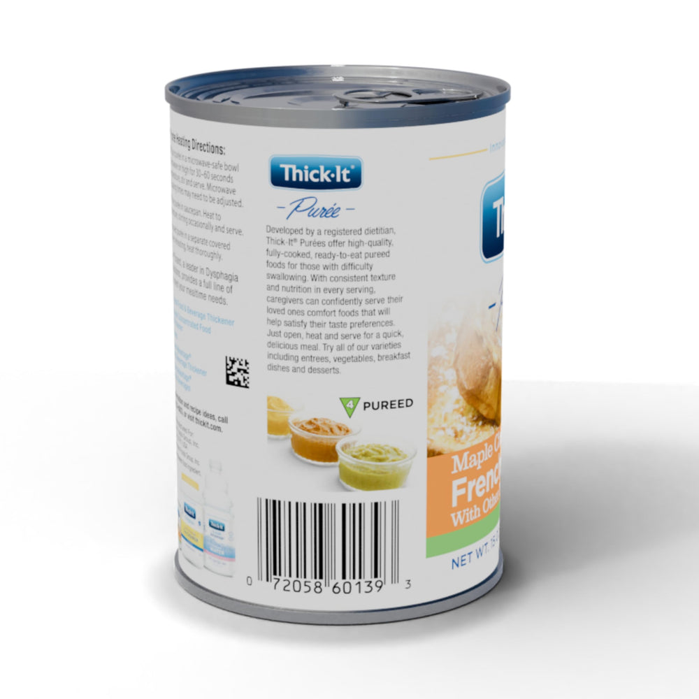 Thick-It lata en mano para comparar tamaño y porción práctica