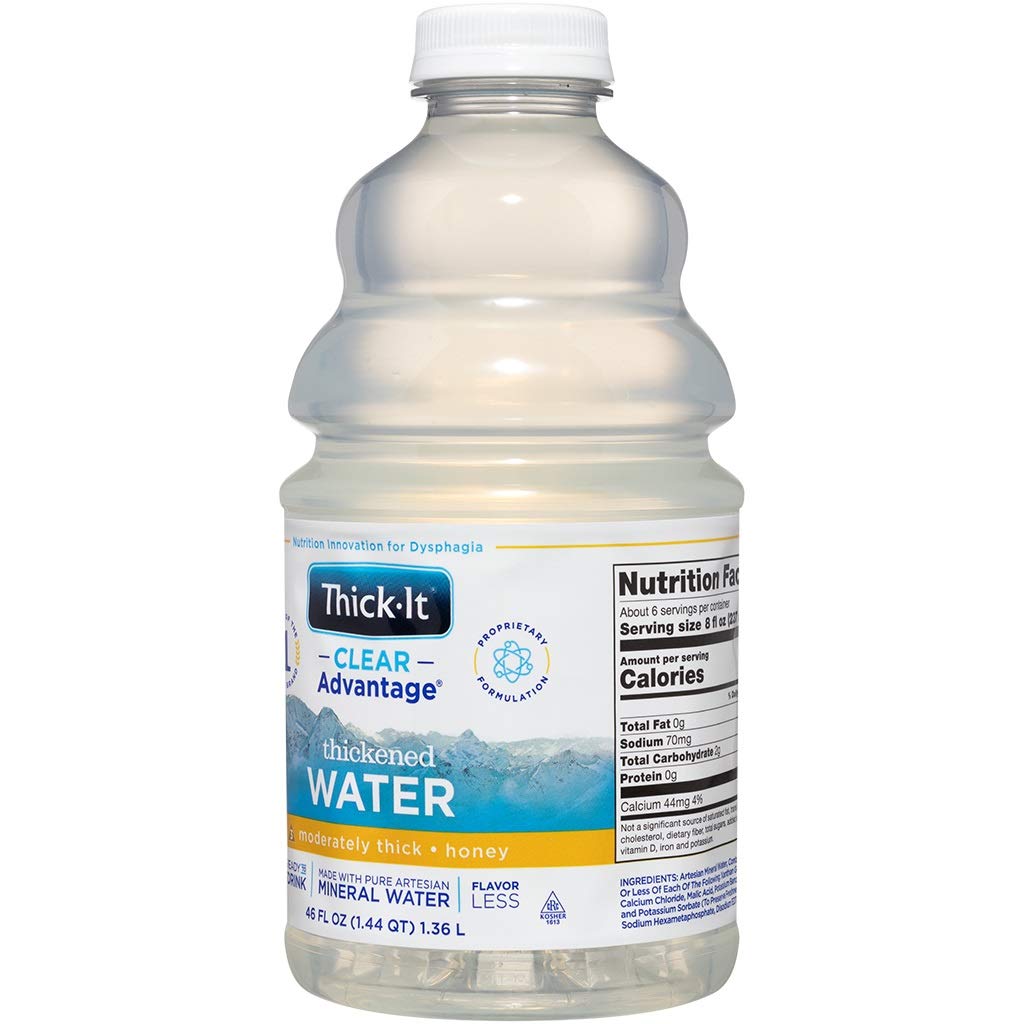 Thick-It sirviendo en vaso práctico para consumo inmediato y transporte