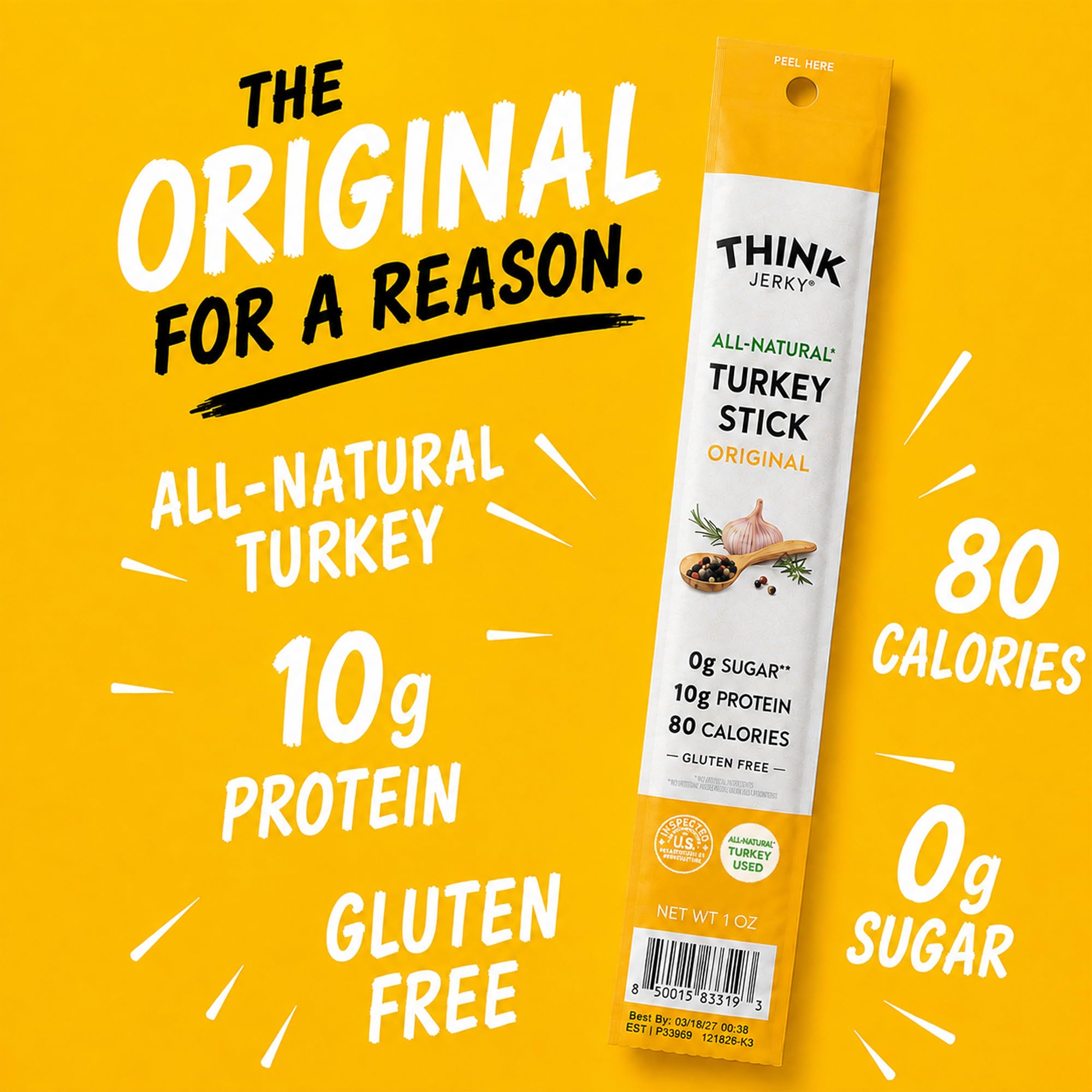 Think Jerky empaque individual abierto listo para consumir y llevar