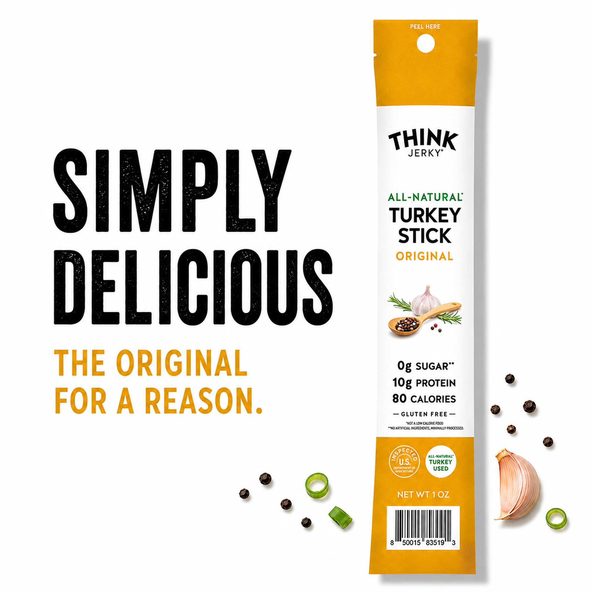 Think Jerky etiqueta de ingredientes limpia, transparente y fácil de leer