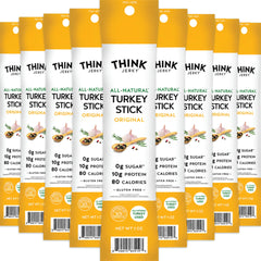 Think Jerky pack frontal mostrando 20 bastones, ideal para snacks proteicos