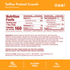 think! primer plano textura con trozos de pretzel y capa de toffee crujiente