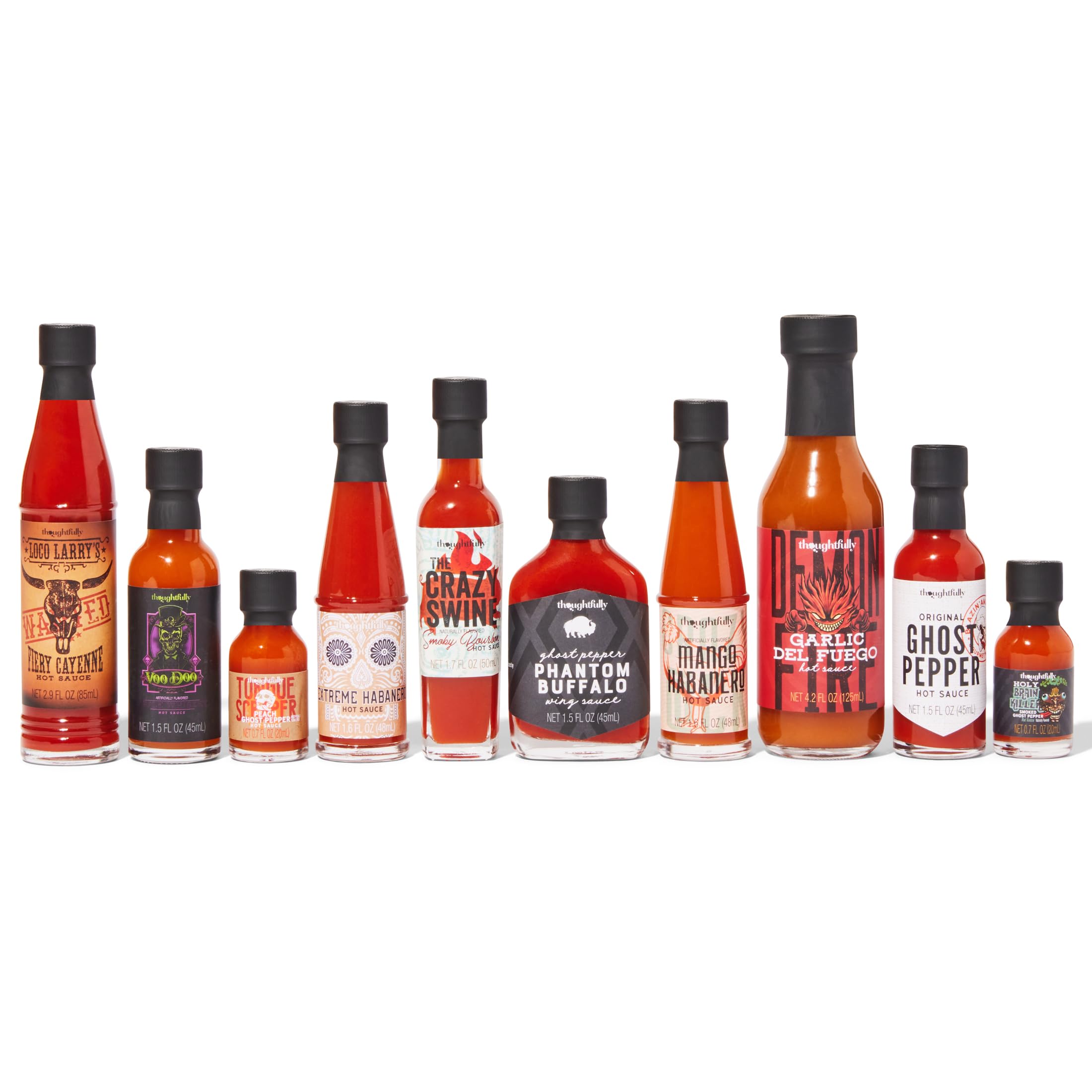 Thoughtfully línea de botellas organizada por intensidad para comparar sabores