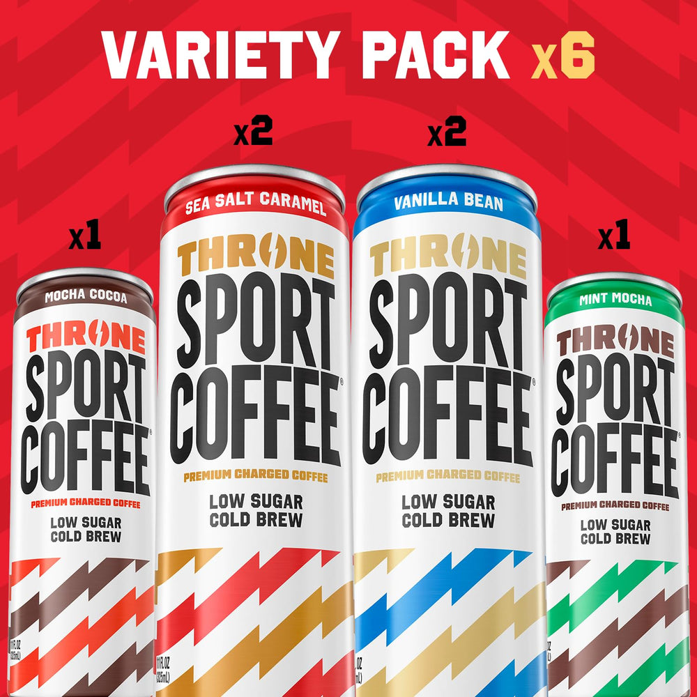Throne Sport Coffee etiqueta en primer plano con información nutricional clara