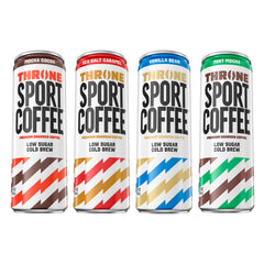Throne Sport Coffee pack frontal mostrando variedad y conveniencia