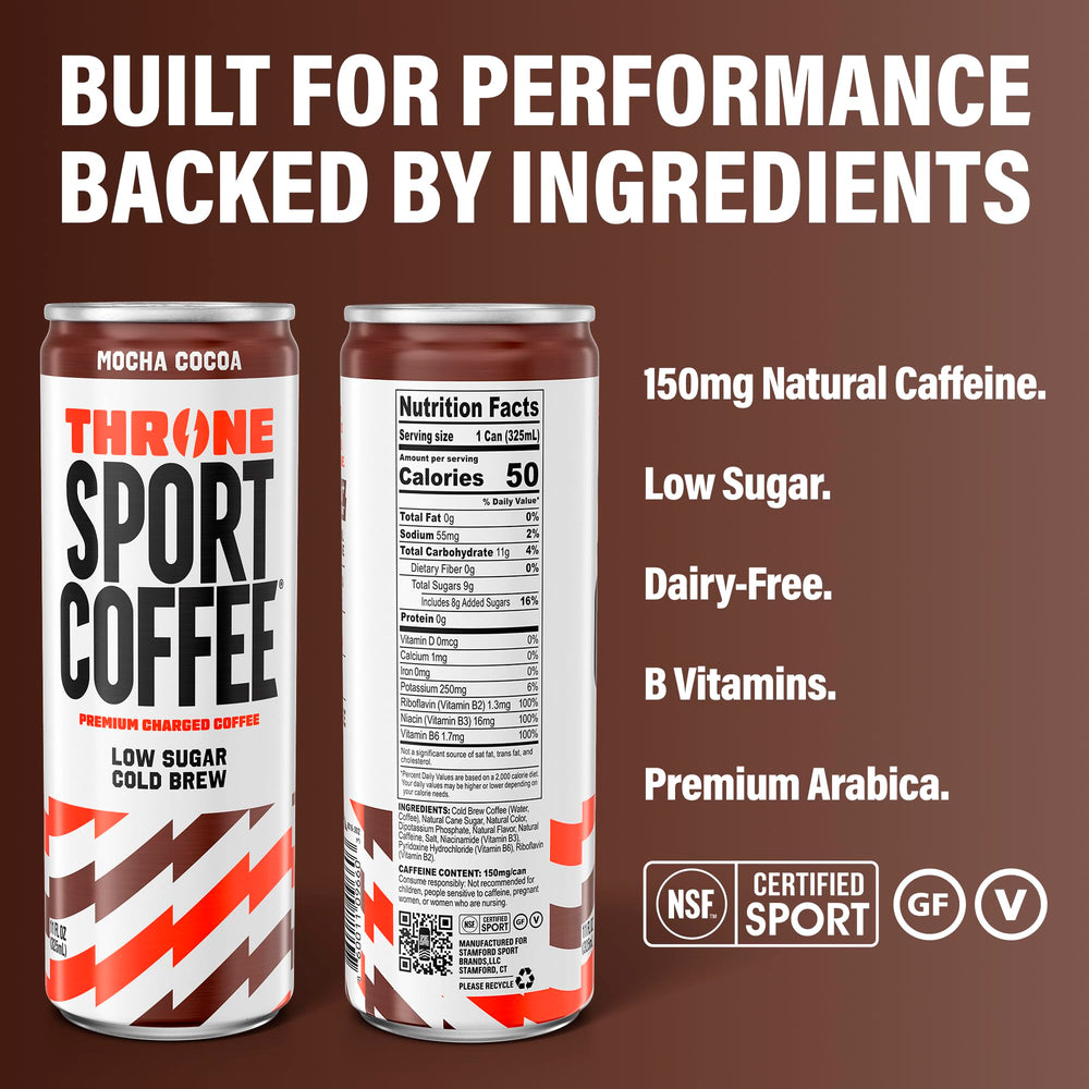 Throne Sport Coffee close-up de textura cold brew resaltando sabor intenso