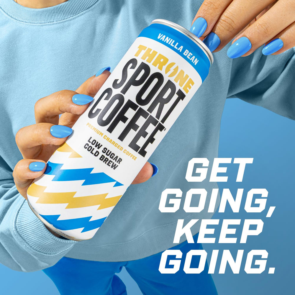 Throne Sport Coffee bebida junto a equipo de gimnasio para uso pre-entreno