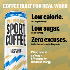 Throne Sport Coffee lata en mano para comparar tamaño y facilidad de transporte