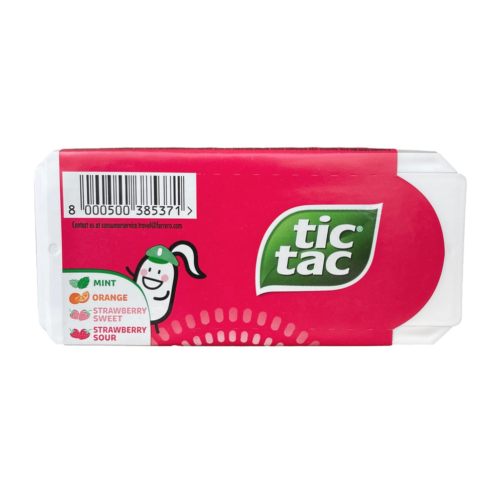 Tic Tac comparación de tamaño junto a un bolso para escala