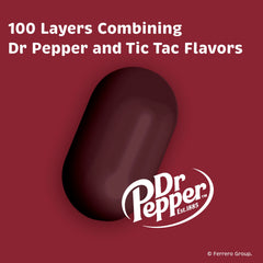 Tic Tac Dr Pepper envase en mano demostrando tamaño de bolsillo útil