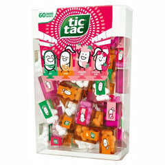Tic Tac frontal del paquete surtido mostrando las mini cajas y variedad
