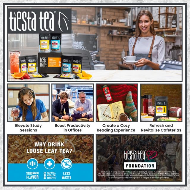 Tiesta Tea escena de mesa con varias tazas del sampler, ideal para compartir