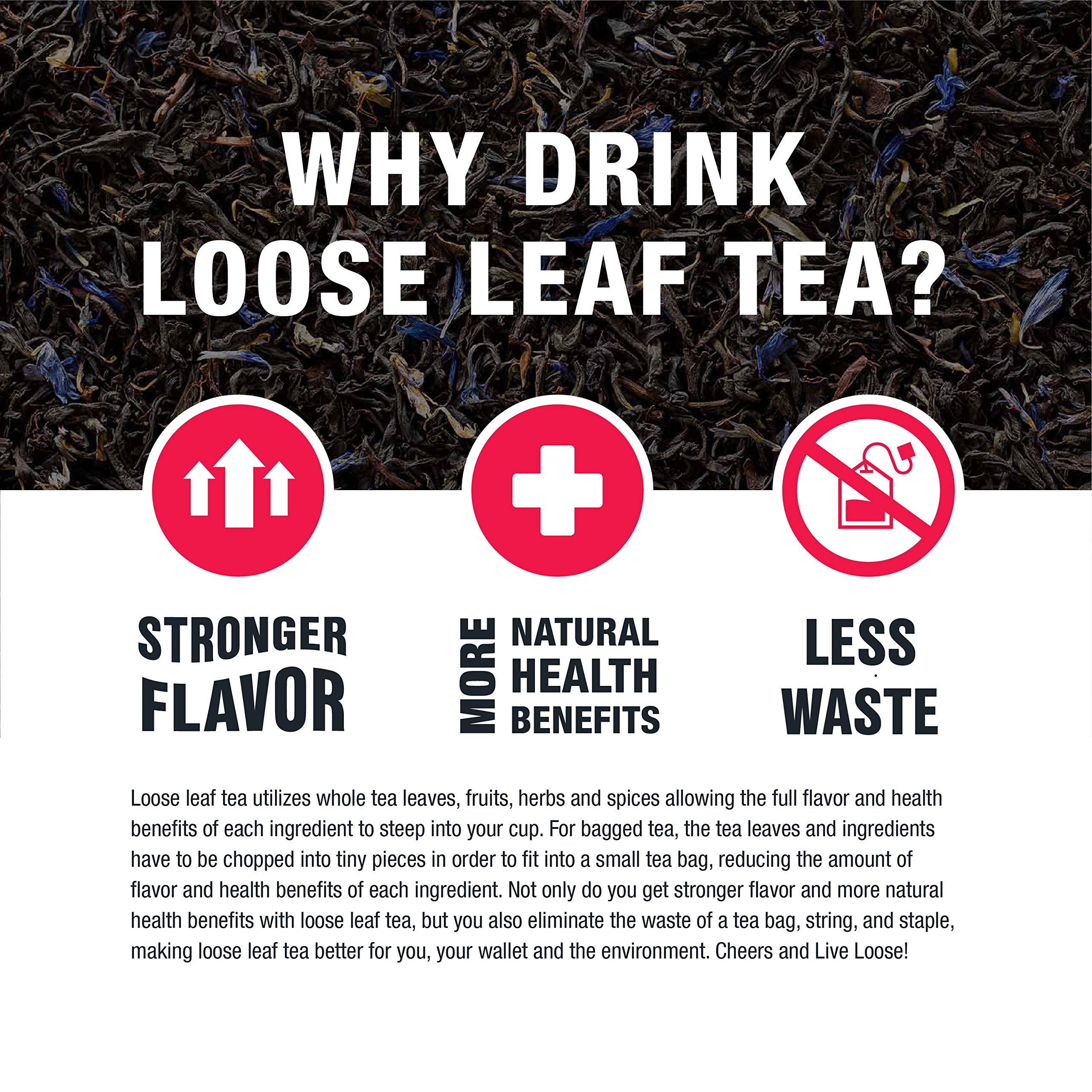 Tiesta Tea etiqueta con información del producto visible y clara
