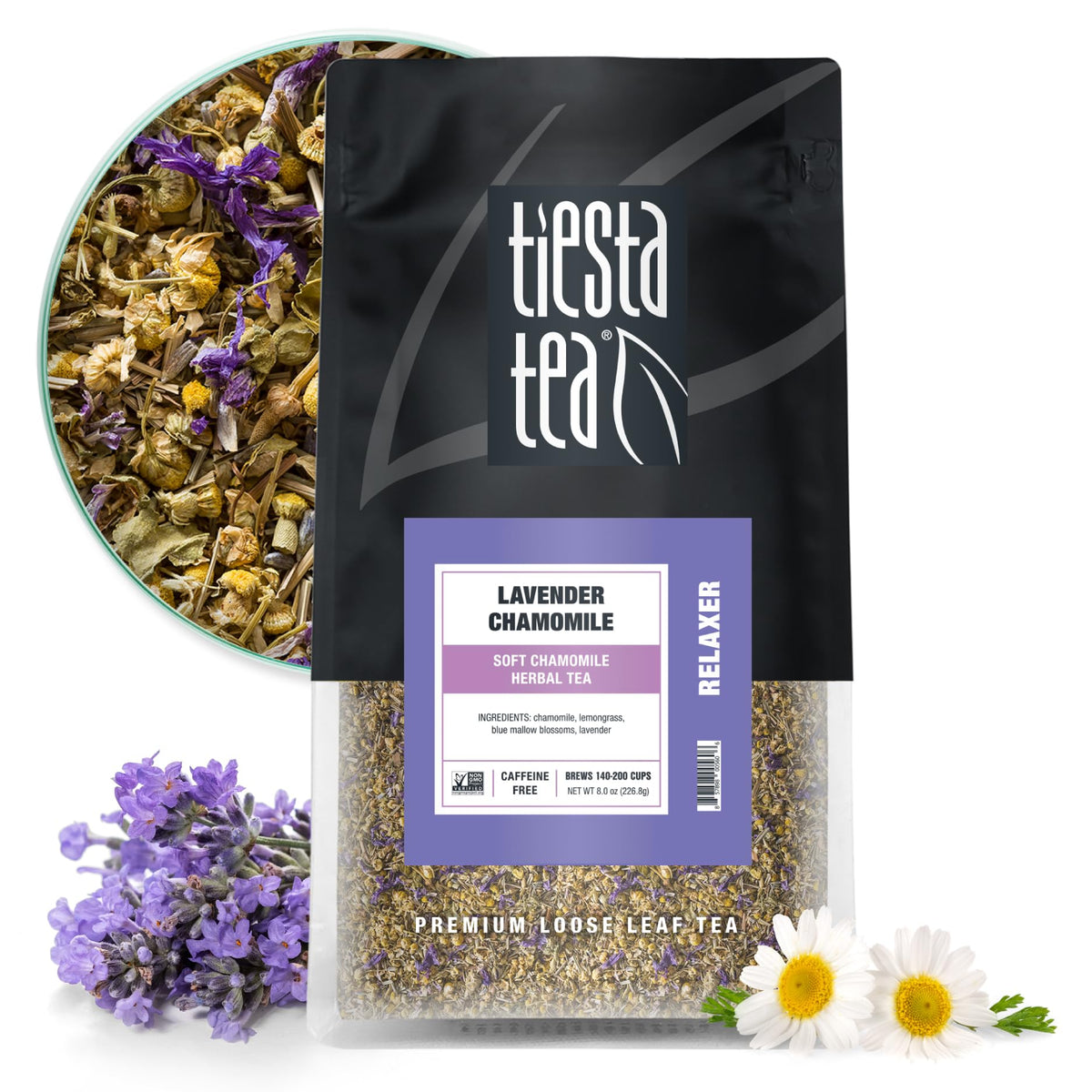 Tiesta Tea frasco de hoja suelta mostrando presentación y facilidad de uso