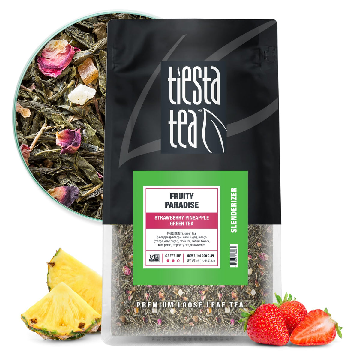 Tiesta Tea bolsa frontal mostrando diseño y capacidad para frescura