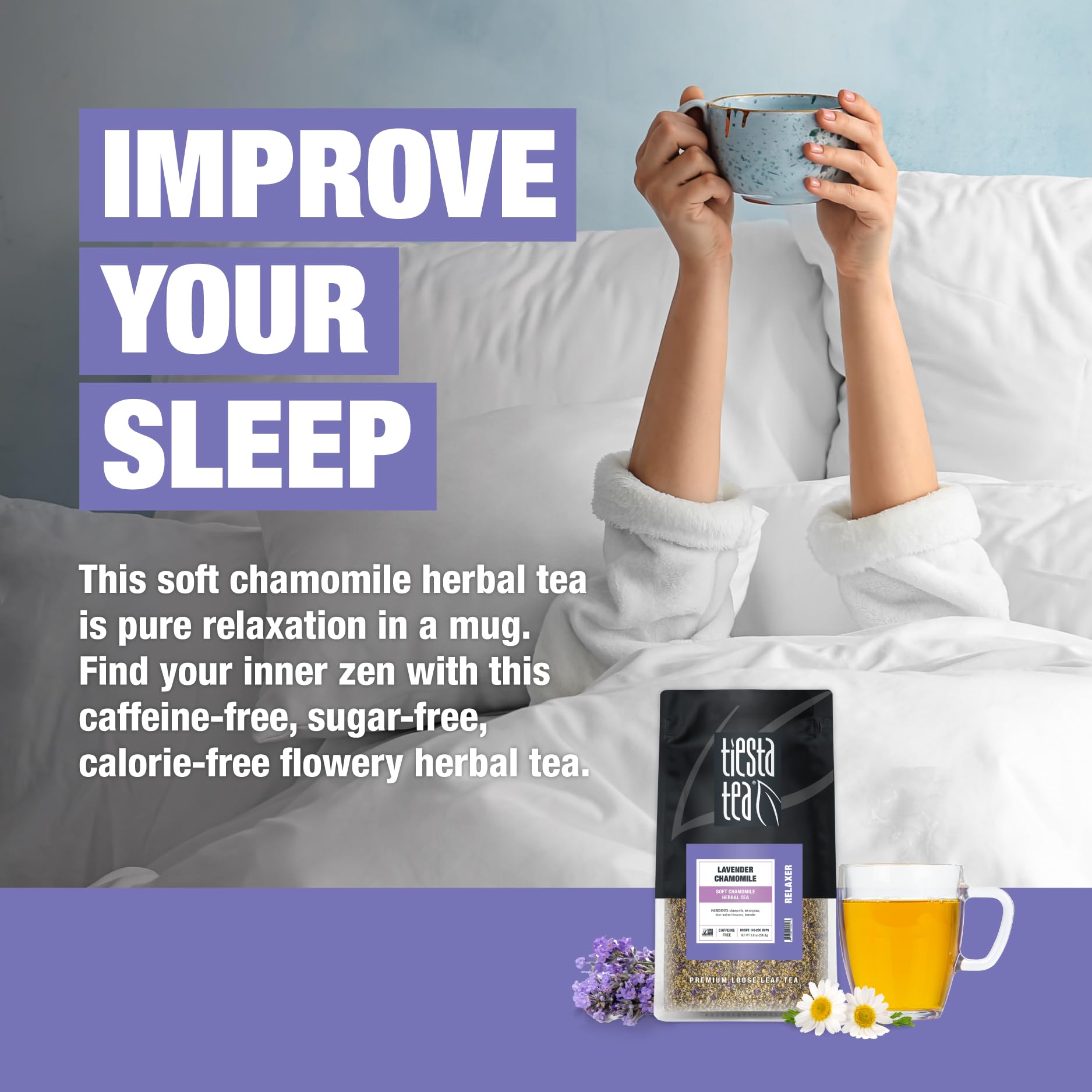 Tiesta Tea hojas sueltas en infusor listo para preparar una taza relajante