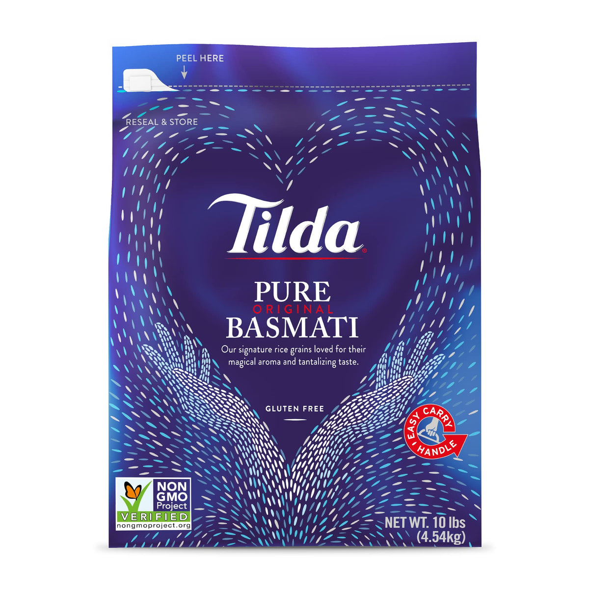 Tilda bolsa frontal de 10 libras mostrando el logo y presentación, conserva frescura