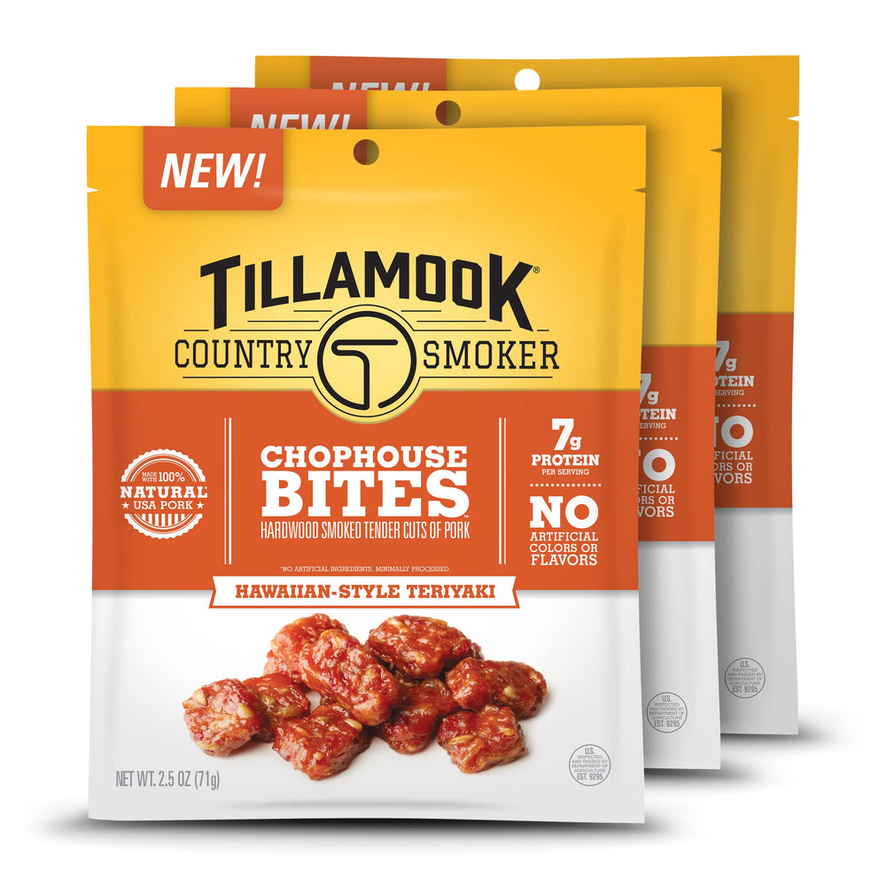 Tillamook Country Smoker frente del paquete mostrando diseño y tamaño práctico