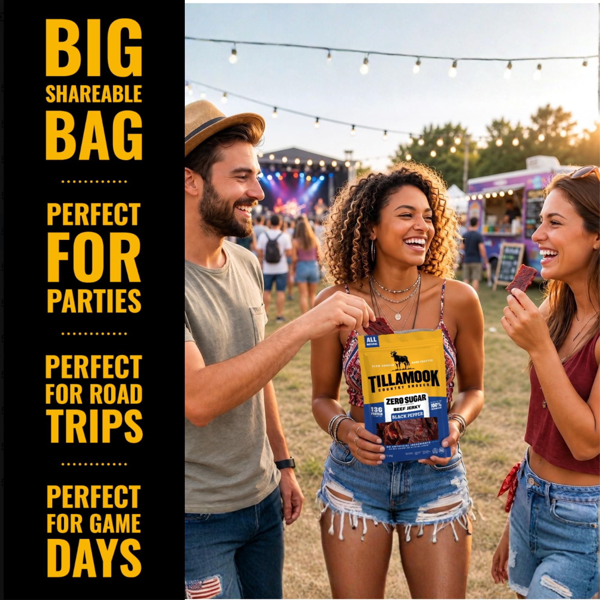 Tillamook Country Smoker producto en contexto exterior para llevar en excursiones