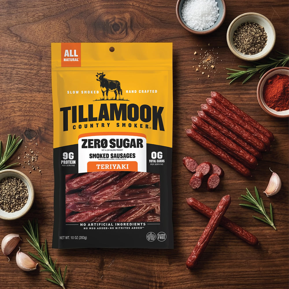 Tillamook Country Smoker comparación de tamaño y porción práctica