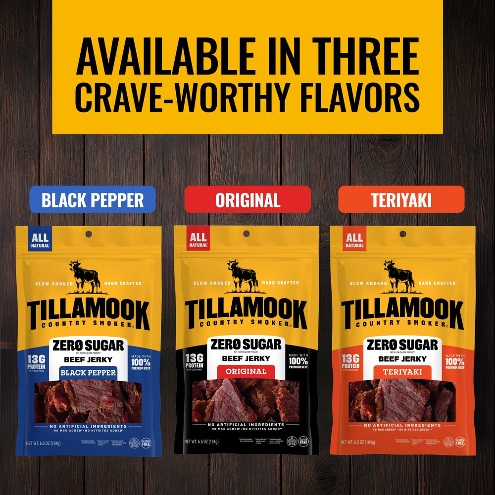 Tillamook Country Smoker etiqueta nutricional visible para información clara