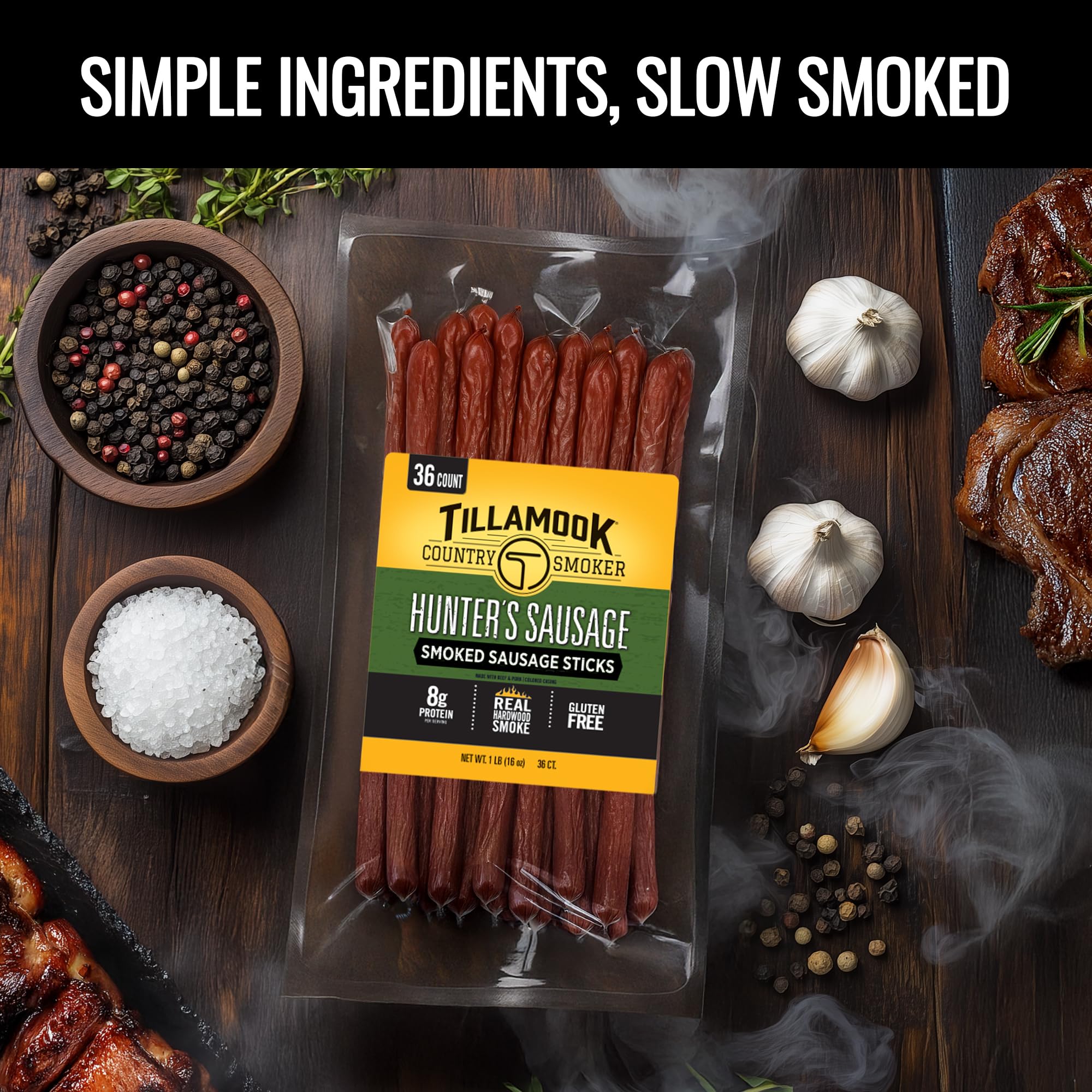 Tillamook Country Smoker palito en mano listo para comer, práctico y portátil
