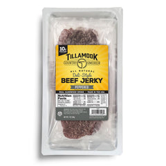 Tillamook Country Smoker frente del paquete con tiras finas y sabor ahumado