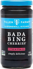 Tillen Farms frasco frente mostrando cerezas jugosas y atractivo visible