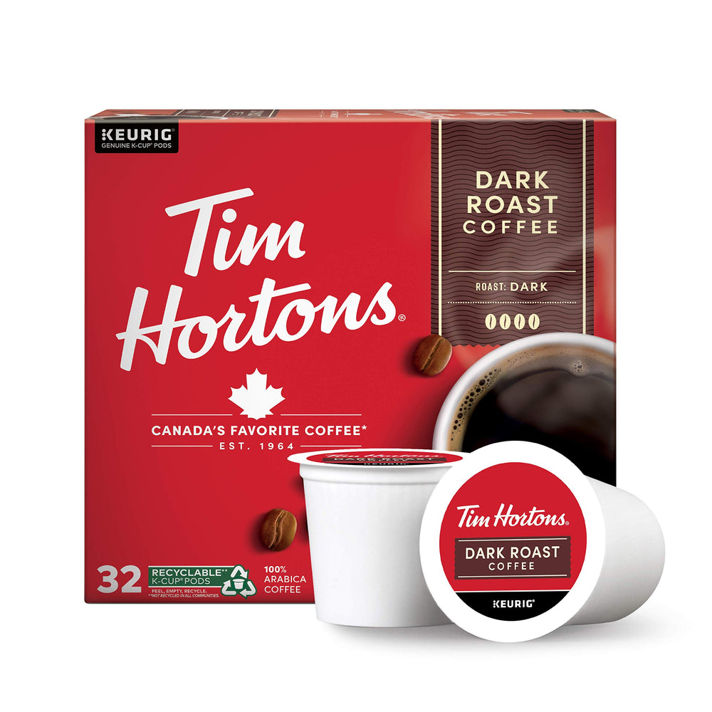 Tim Hortons caja frontal con cápsulas K-Cup y presentación clara