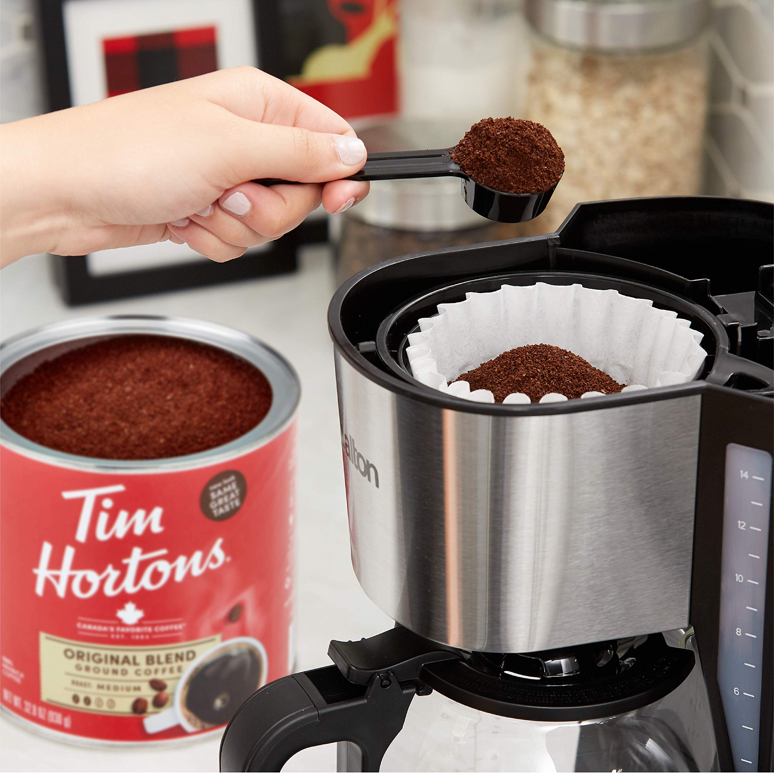 Tim Hortons etiqueta con información de origen de granos y tueste medio