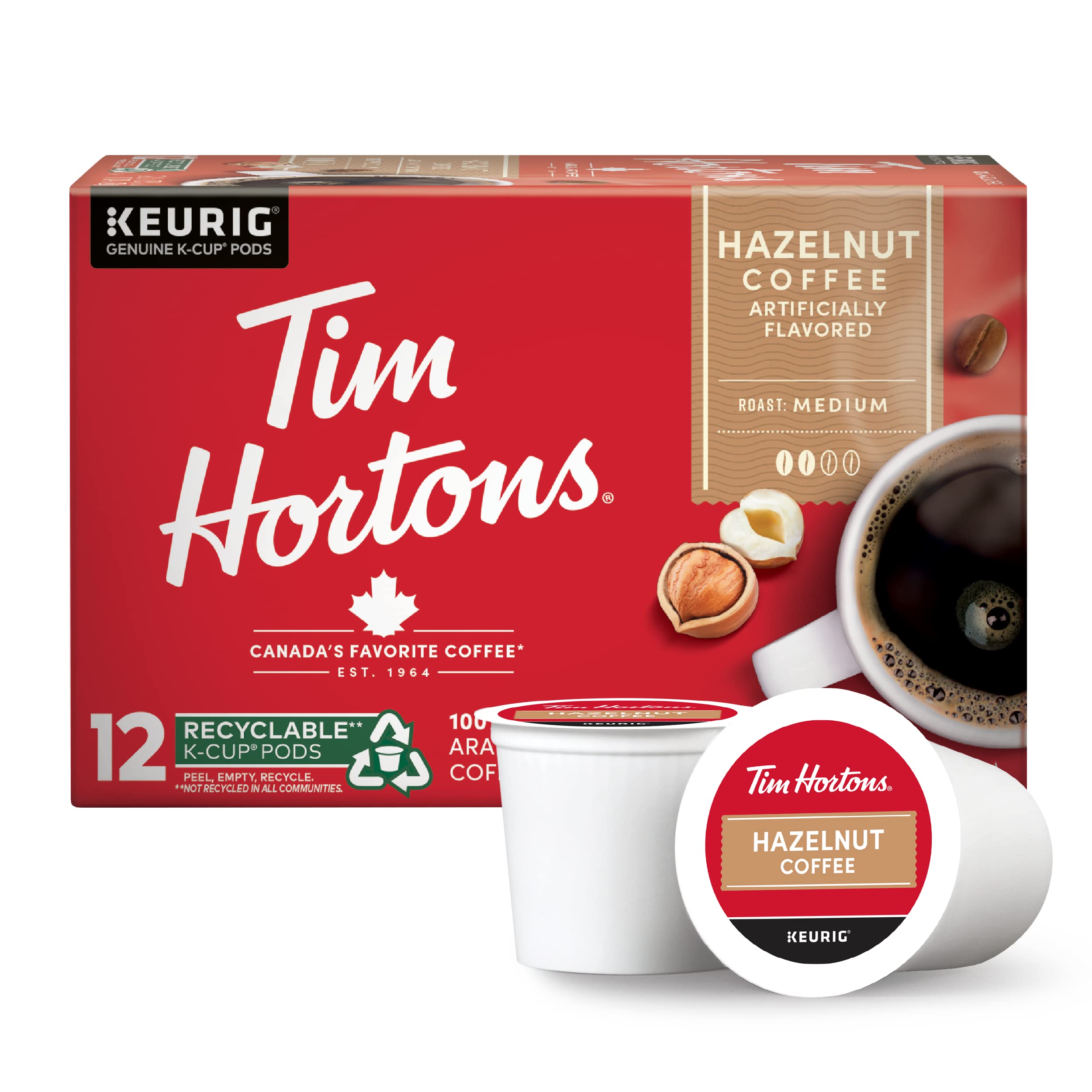 Tim Hortons paquete frontal hazelnut mostrando diseño y conveniencia