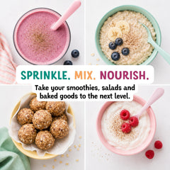 Tiny Sprouts mezclado en yogur para desayuno nutritivo y suave