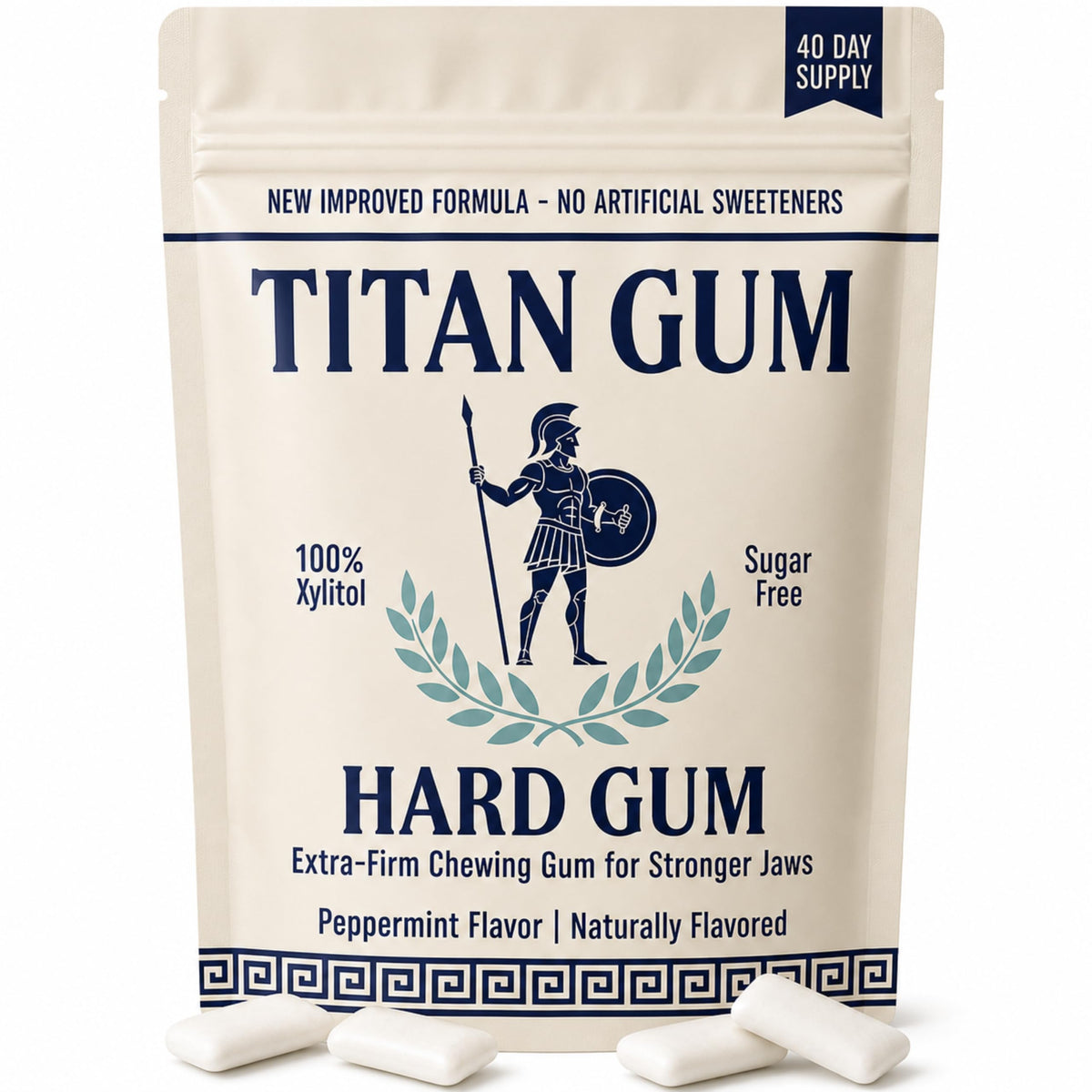 Titan Gum frente del empaque mostrando 40 piezas y beneficios