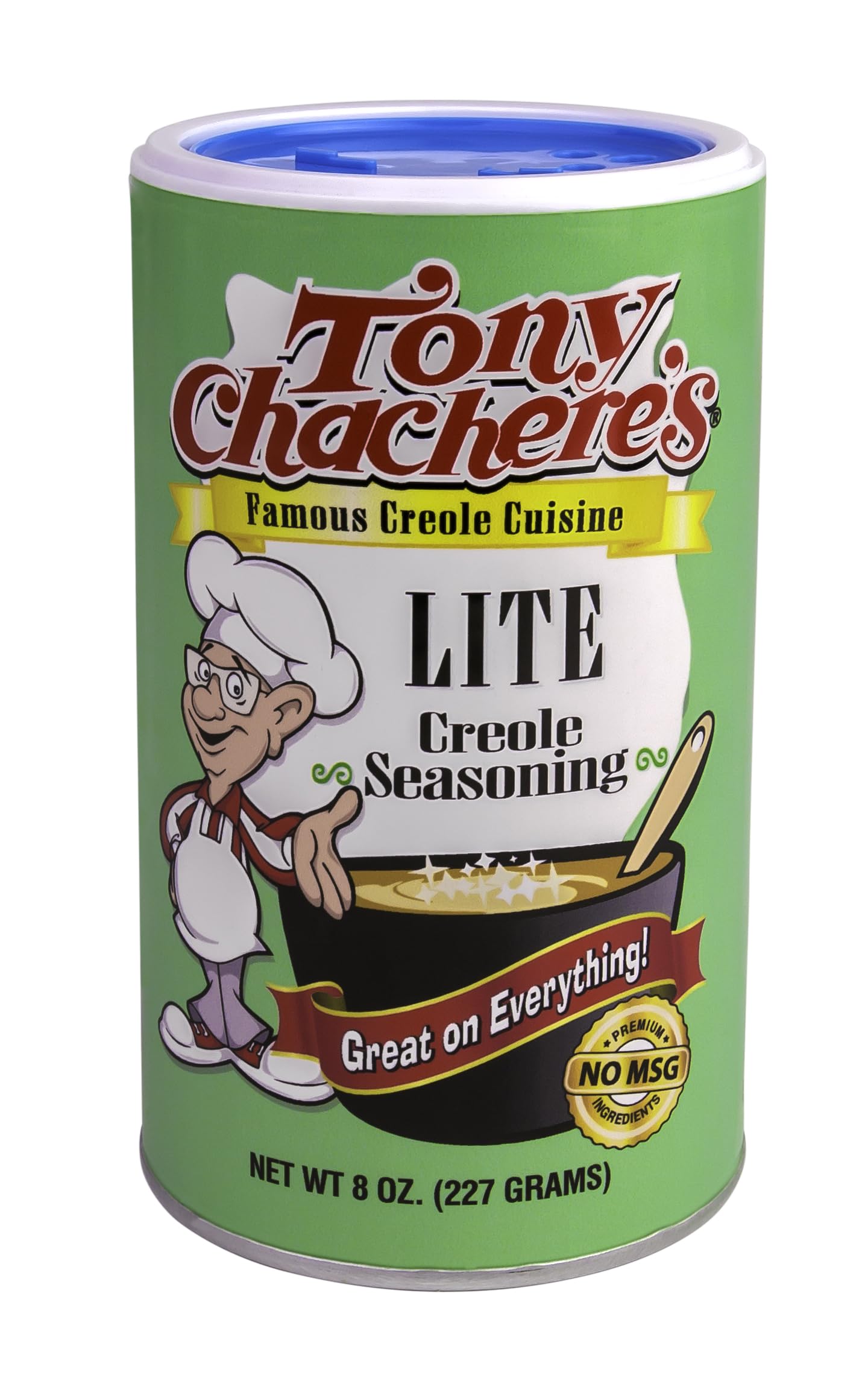 Tony Chachere's envase frontal mostrando la marca y el tamaño 8 oz, ideal para despensa