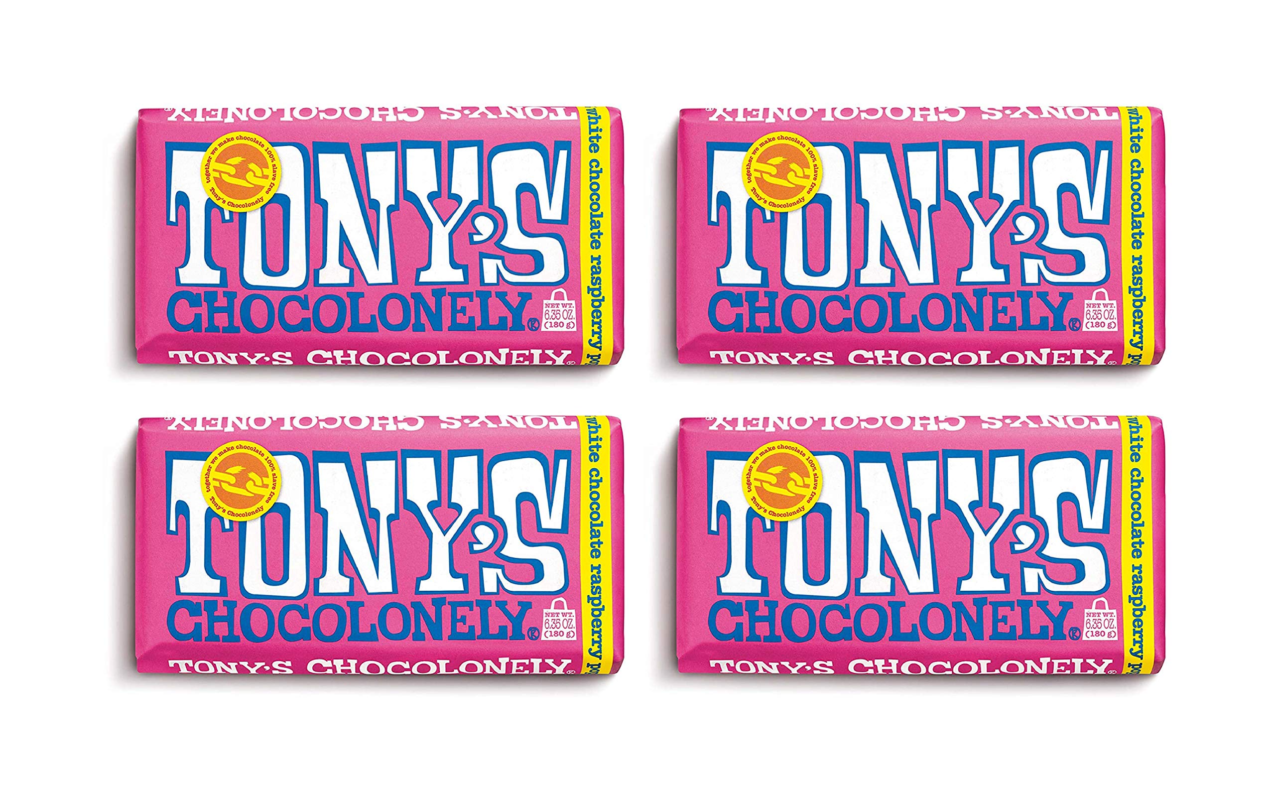 Tony's Chocolonely empaque frontal mostrando la barra y atractivo visual
