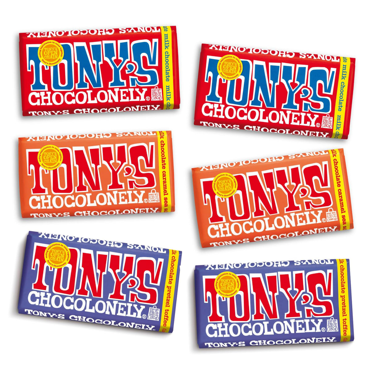 Tony's Chocolonely vista frontal del pack ideal para regalo sostenible