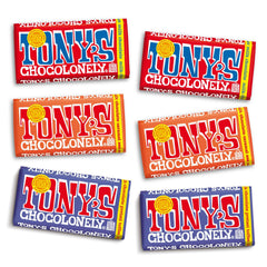 Tony's Chocolonely vista frontal del pack ideal para regalo sostenible