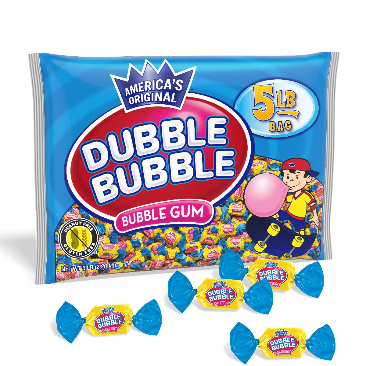 Tootsie Dubble Bubble bolsa frontal mostrando envoltorios, conveniente para eventos