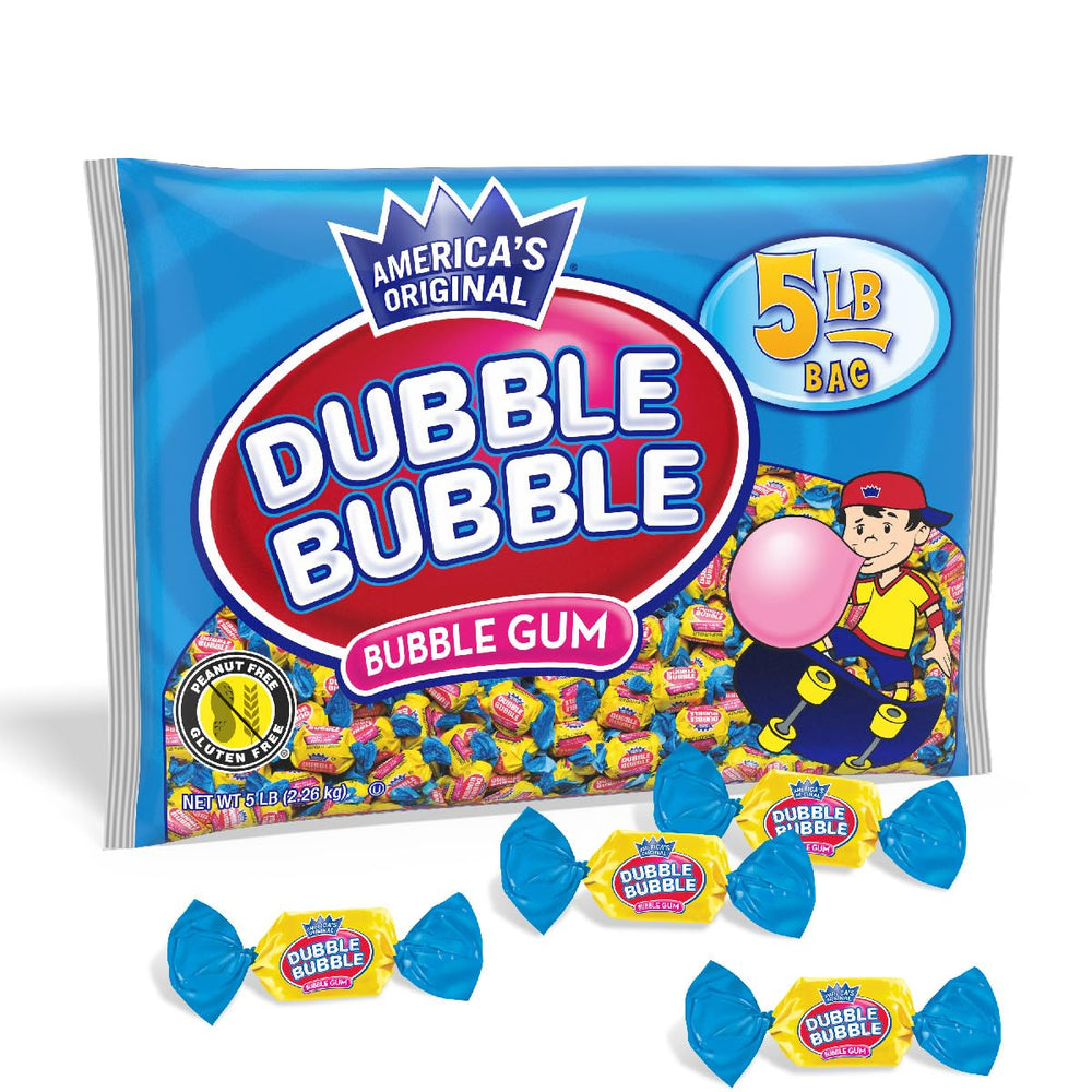 Tootsie Dubble Bubble bolsa frontal mostrando envoltorios, conveniente para eventos