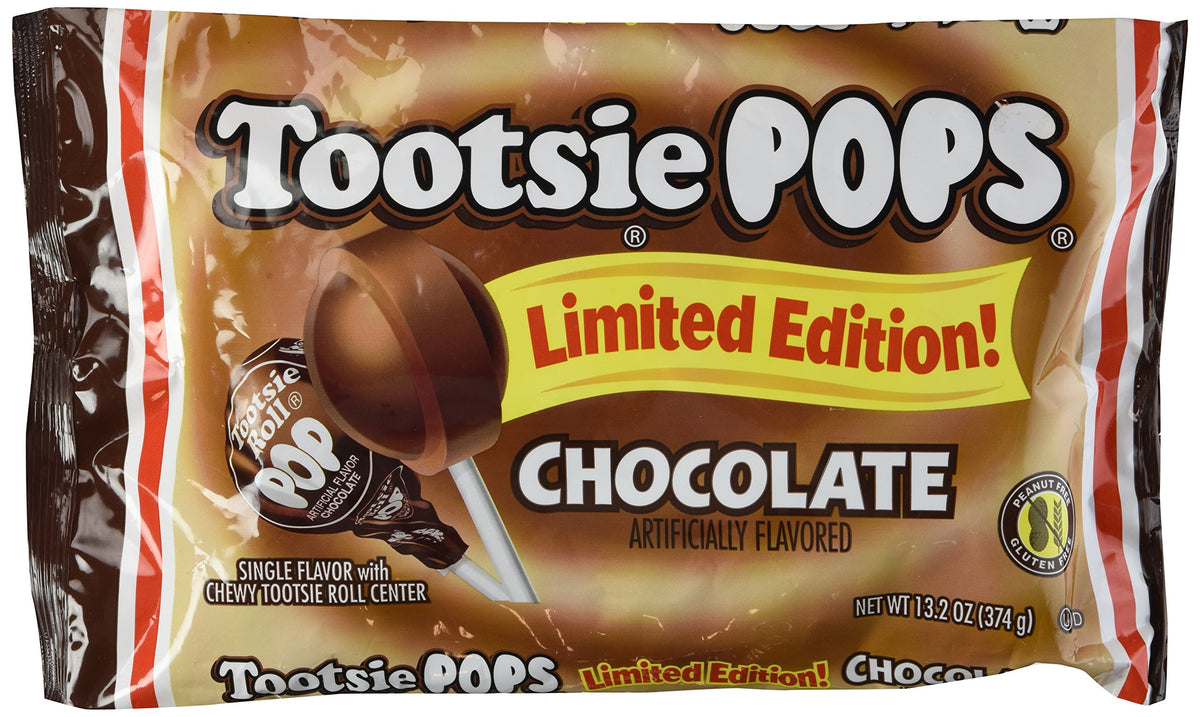 Tootsie Pops frontal mostrando paletas de chocolate y atractivo inmediato