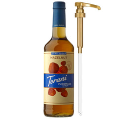 Torani botella frontal mostrando diseño y volumen práctico